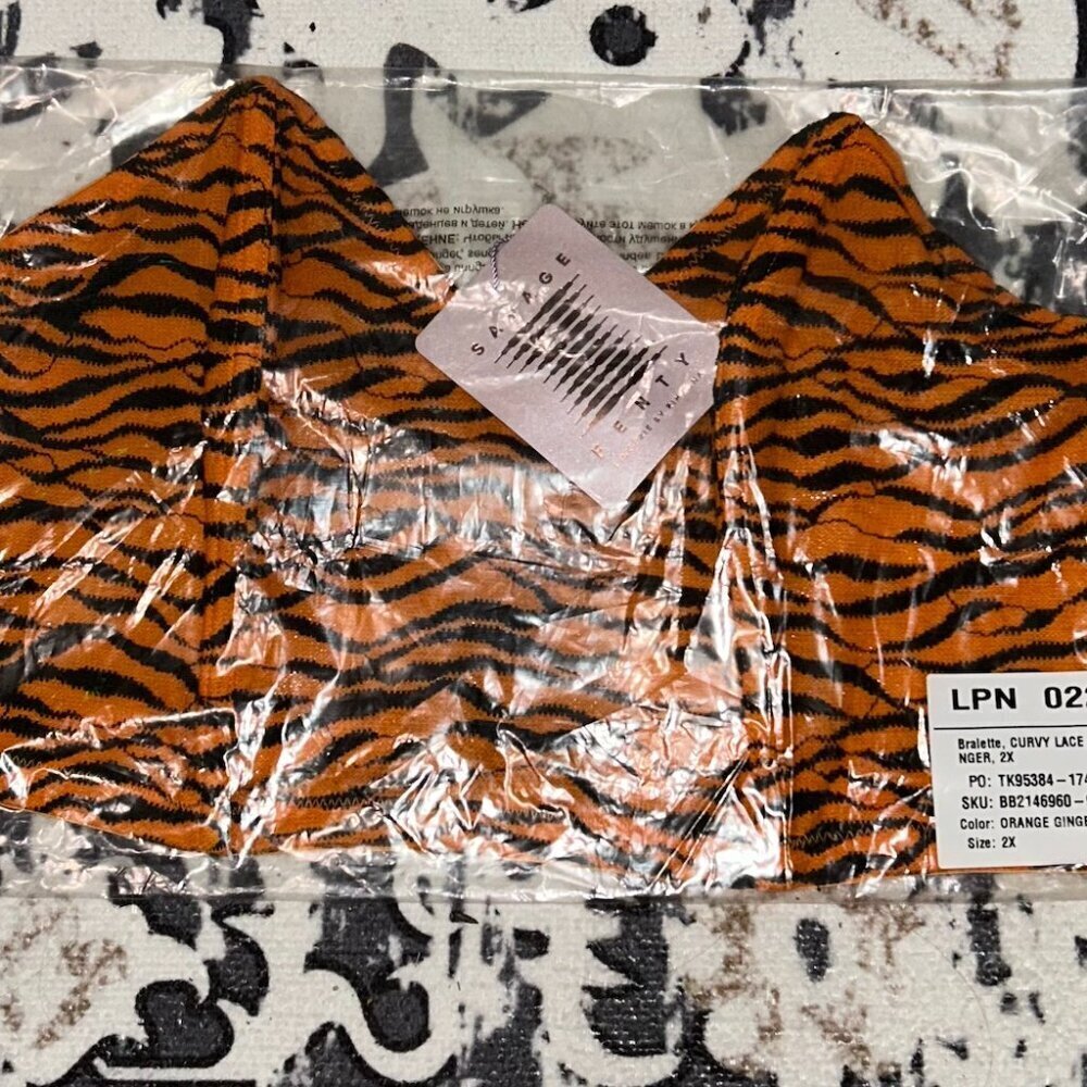All Over Me Lace Bandeau Bralette in Tiger Stripes Orange- 2X, 3X - Picture 4 of 6